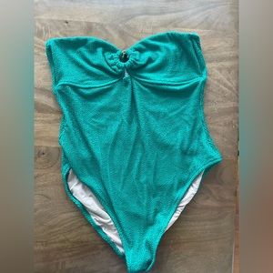 J crew strapless swim with circle tortious detail